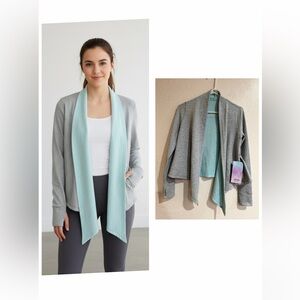 Ivivva by lululemon pink and gray and white open front cardigan